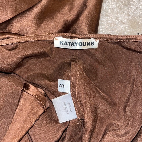 Brown Silk Backless Mini Dress - Picture 3 of 4